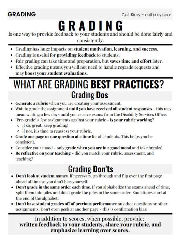 One pager about grading. Click to access a page with a screen-reader friendly version.